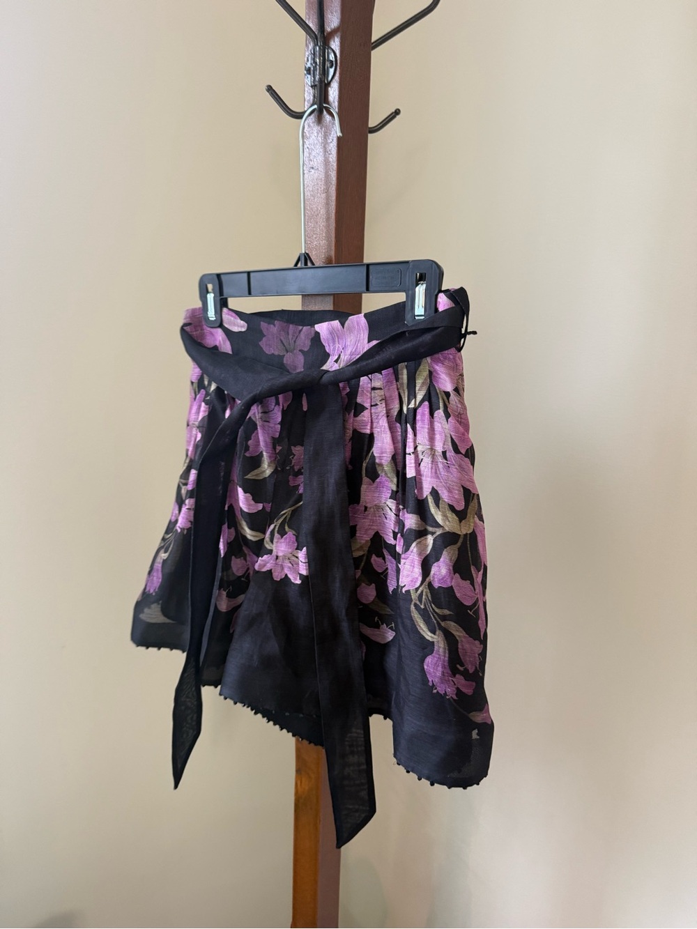 Zimmermann Black Floral High-Waist Shorts with Pink Blossoms - Picture 4 of 6